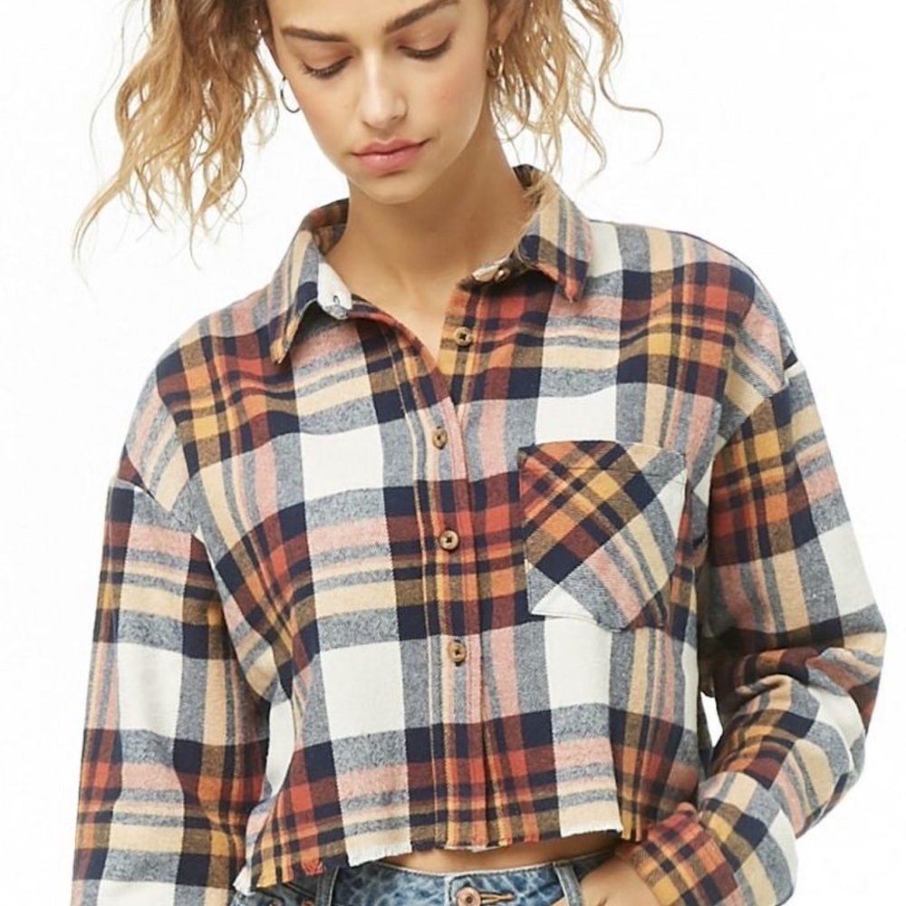Cropped flannel shirt size small forever 21
